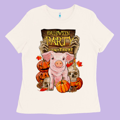 Halloween Party Pig Ladies Tee Designed By Ranaportraitstore