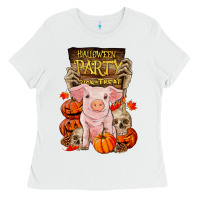White halloween party pig Ladies Tee - RanaPortraitStore