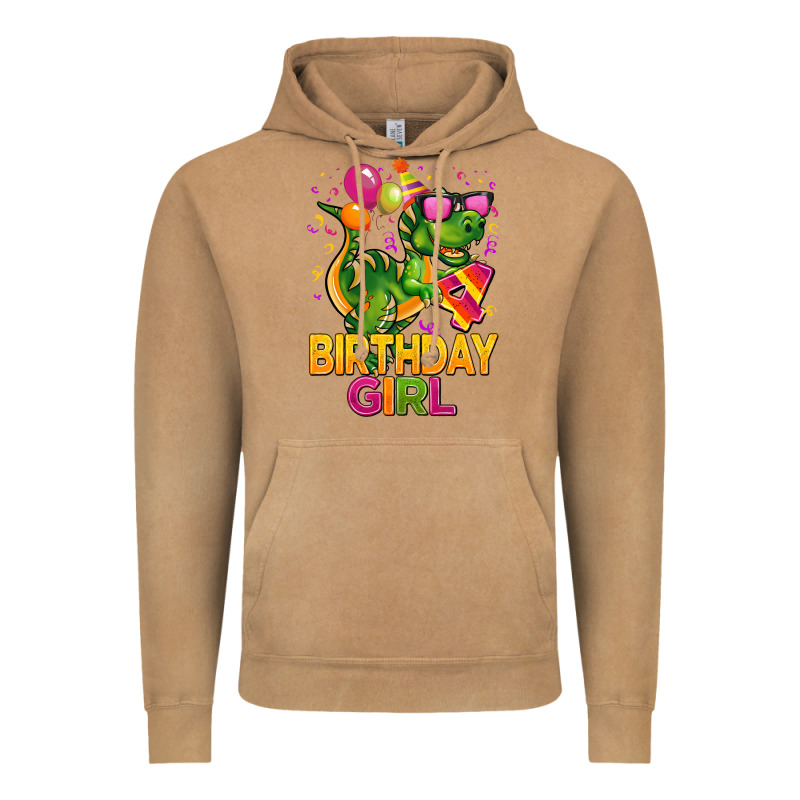 4th Birthday Girl T Rex Pink Vintage Hoodie by CowGirlArtShop | Teevron