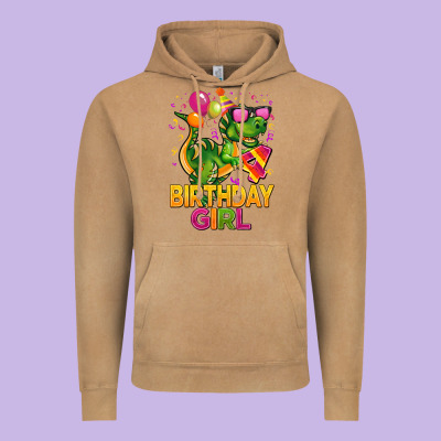 4th Birthday Girl T Rex Pink Vintage Hoodie Designed By Cowgirlartshop