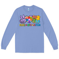 Colony Blue Peace love Autism Long Sleeve Tee - CowGirlArtShop
