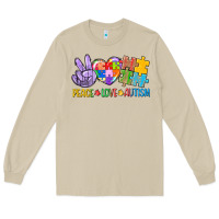 Mushroom Peace love Autism Long Sleeve Tee - CowGirlArtShop