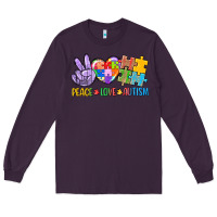 Plum Peace love Autism Long Sleeve Tee - CowGirlArtShop