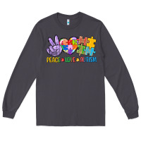 Smoke Peace love Autism Long Sleeve Tee - CowGirlArtShop