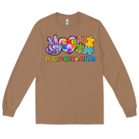 Toasted Coconut Peace love Autism Long Sleeve Tee - CowGirlArtShop