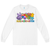 White Peace love Autism Long Sleeve Tee - CowGirlArtShop