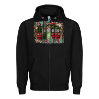 Black merry christmas caravan Zipper Hoodie - CowhideDigitalArt