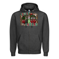 Charcoal Heather merry christmas caravan Zipper Hoodie - CowhideDigitalArt