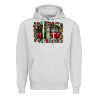 Dove Grey merry christmas caravan Zipper Hoodie - CowhideDigitalArt
