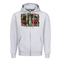 Heather Grey merry christmas caravan Zipper Hoodie - CowhideDigitalArt