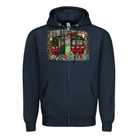 Navy merry christmas caravan Zipper Hoodie - CowhideDigitalArt