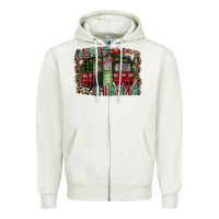 Oatmeal Heather merry christmas caravan Zipper Hoodie - CowhideDigitalArt