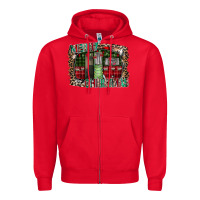 Red merry christmas caravan Zipper Hoodie - CowhideDigitalArt