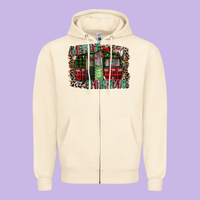 Merry Christmas Caravan Zipper Hoodie Designed By Cowhidedigitalart