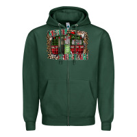 Sports Green merry christmas caravan Zipper Hoodie - CowhideDigitalArt