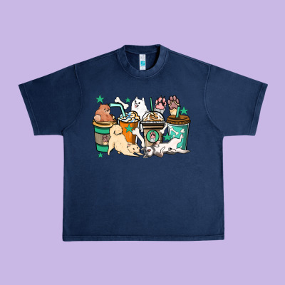 Dog Coffee Cups Urban Heavy Tee Designed By Howdyjamesfarm