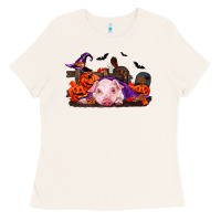 Bone Halloween Baby Pig Ladies Tee - RanaPortraitStore