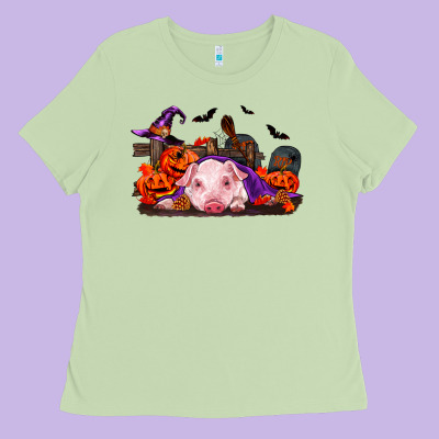 Halloween Baby Pig Ladies Tee Designed By Ranaportraitstore