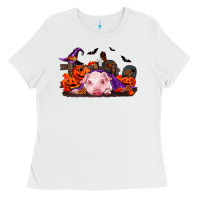 White Halloween Baby Pig Ladies Tee - RanaPortraitStore