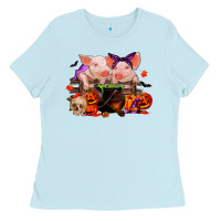 Baby Blue halloween pigs Ladies Tee - RanaPortraitStore