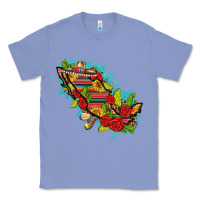 Colony Blue Mexico Map with Leopard and Sunflowers Classic Tee - texasbilliewilder