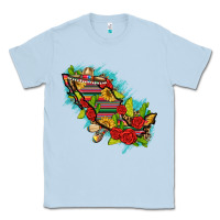 Dusty Blue Mexico Map with Leopard and Sunflowers Classic Tee - texasbilliewilder