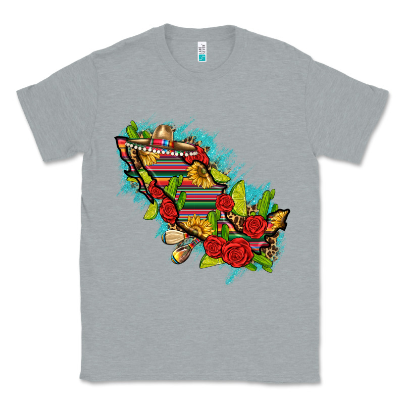 Mexico Map With Leopard And Sunflowers Classic Tee by texasbilliewilder | Teevron