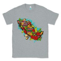 Heather Grey Mexico Map with Leopard and Sunflowers Classic Tee - texasbilliewilder