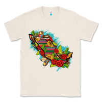 Natural Mexico Map with Leopard and Sunflowers Classic Tee - texasbilliewilder