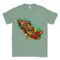 Sage Mexico Map with Leopard and Sunflowers Classic Tee - texasbilliewilder