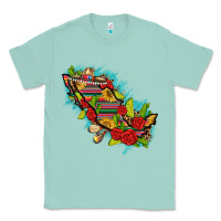 Seafoam Mexico Map with Leopard and Sunflowers Classic Tee - texasbilliewilder