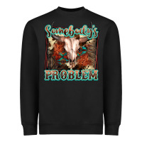 Black Somebody's Problem Bull Skull Heavyweight Sweatshirt - FaDigitalArtStudio