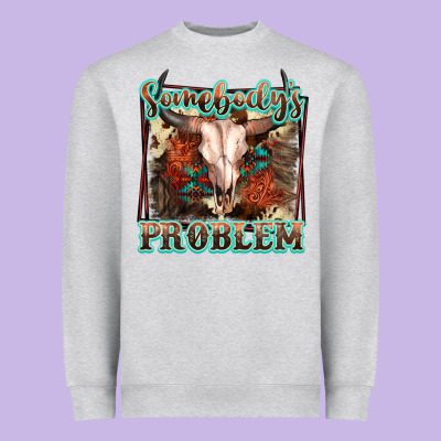 Somebody's Problem Bull Skull Heavyweight Sweatshirt Designed By Fadigitalartstudio