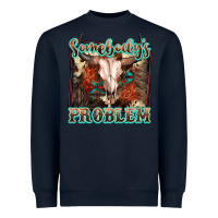 Navy Somebody's Problem Bull Skull Heavyweight Sweatshirt - FaDigitalArtStudio
