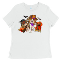 White Halloween beagle dog Ladies Tee - RanaPortraitStore