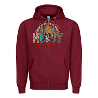 Burgundy Merry Christmas Zipper Hoodie - CowhideDigitalArt