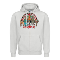 Dove Grey Merry Christmas Zipper Hoodie - CowhideDigitalArt