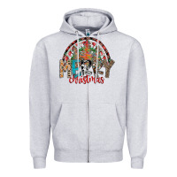 Heather Grey Merry Christmas Zipper Hoodie - CowhideDigitalArt