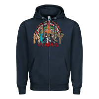 Navy Merry Christmas Zipper Hoodie - CowhideDigitalArt