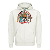 Oatmeal Heather Merry Christmas Zipper Hoodie - CowhideDigitalArt