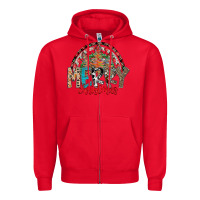 Red Merry Christmas Zipper Hoodie - CowhideDigitalArt
