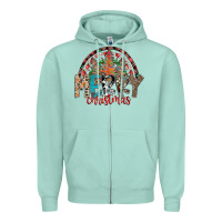 Seafoam Merry Christmas Zipper Hoodie - CowhideDigitalArt