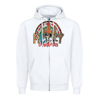 White Merry Christmas Zipper Hoodie - CowhideDigitalArt