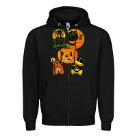Black Vintage Halloween Zipper Hoodie - minhPixels