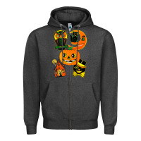 Charcoal Heather Vintage Halloween Zipper Hoodie - minhPixels