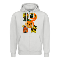 Dove Grey Vintage Halloween Zipper Hoodie - minhPixels