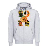 Heather Grey Vintage Halloween Zipper Hoodie - minhPixels
