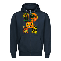 Navy Vintage Halloween Zipper Hoodie - minhPixels