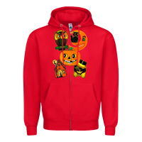 Red Vintage Halloween Zipper Hoodie - minhPixels