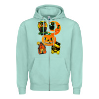 Seafoam Vintage Halloween Zipper Hoodie - minhPixels